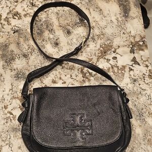 Tory Burch Black Pebbled Leather Crossbody Bag